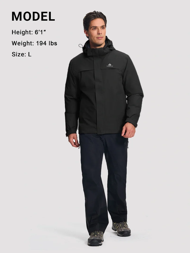 NOVA Men's 3-in-1 Waterproof Ski Jacket with Puffer Liner