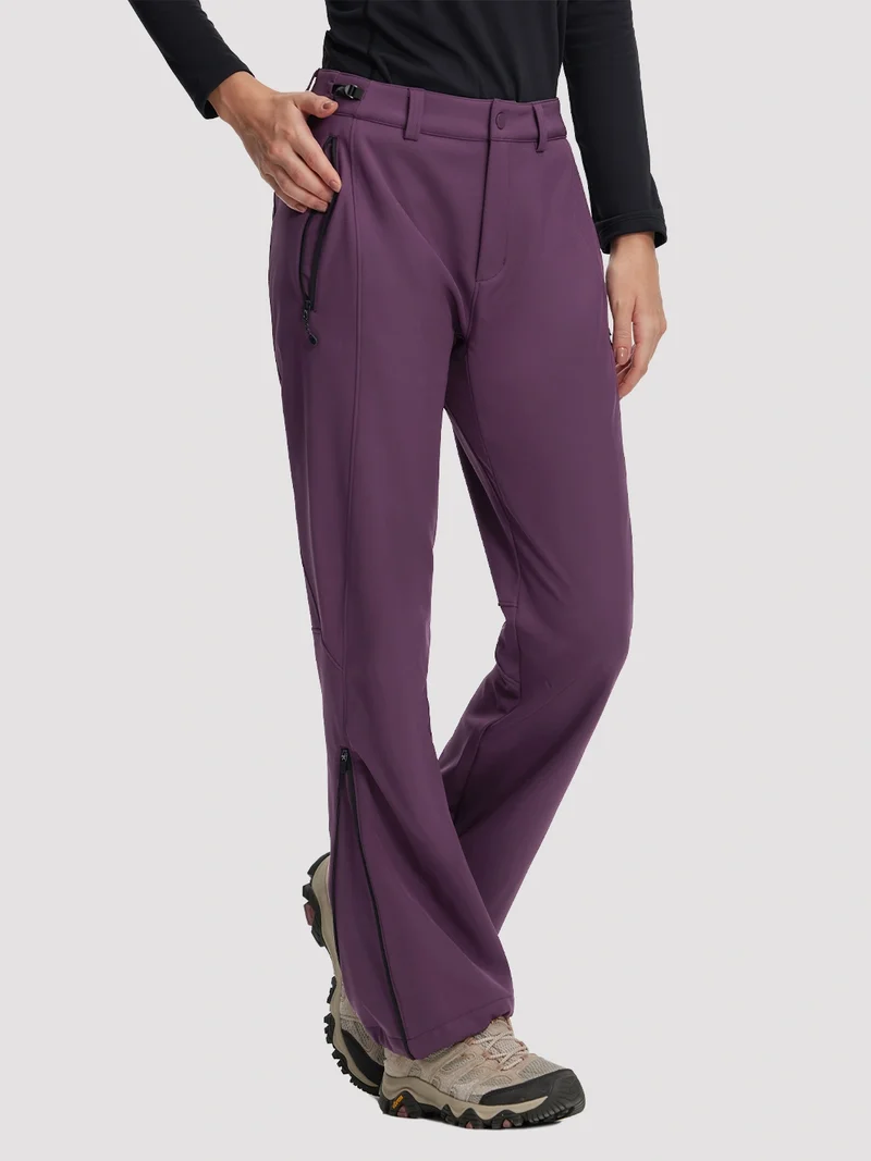 Women's Fleece-Lined High-Waisted Flared Softshell Hiking Pants