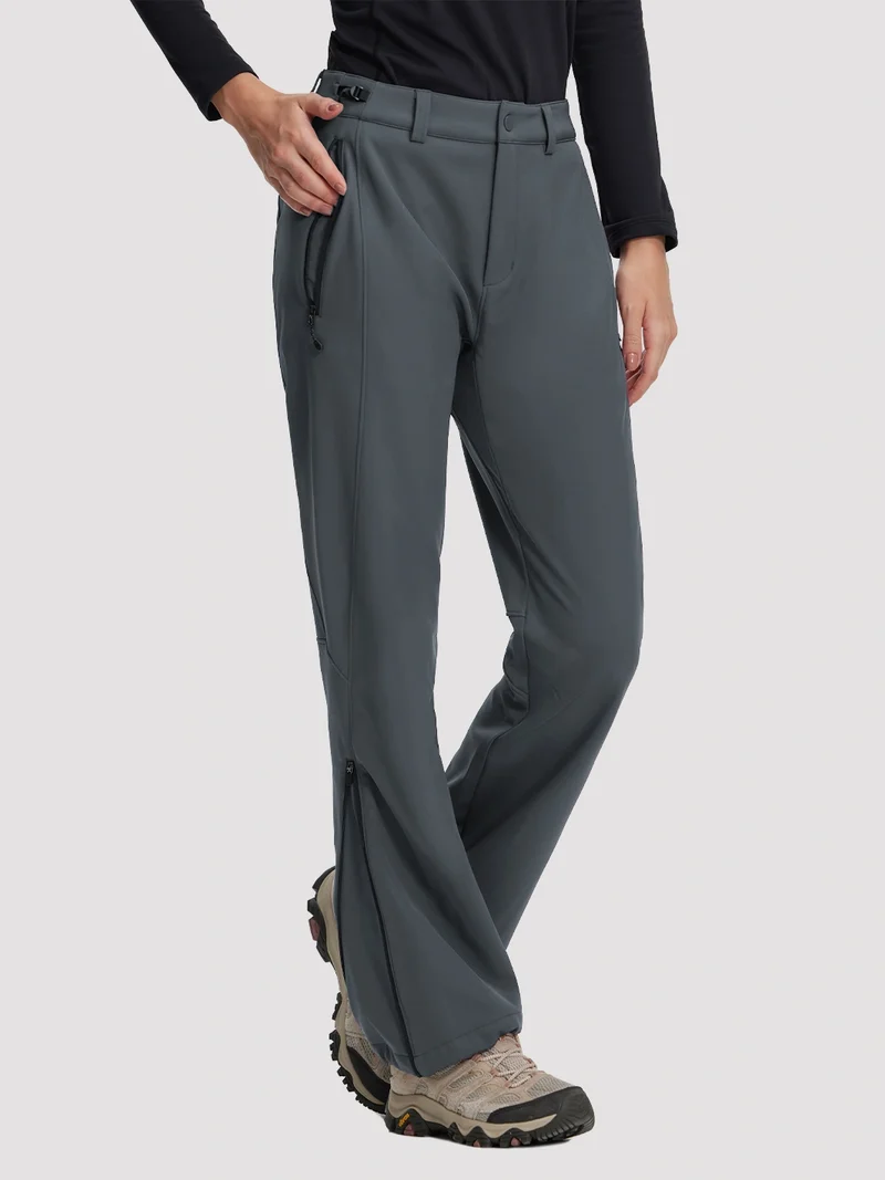 Women's Fleece-Lined High-Waisted Flared Softshell Hiking Pants
