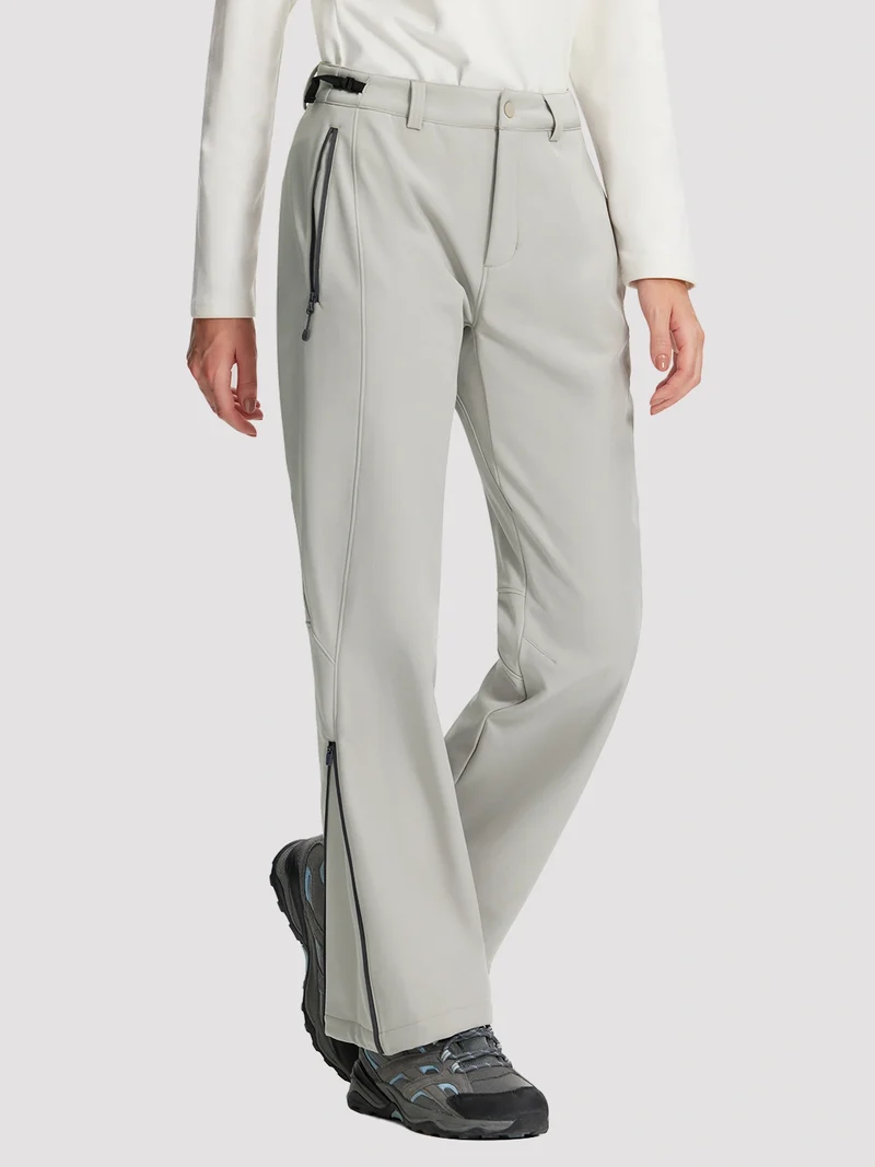 Women's Fleece-Lined High-Waisted Flared Softshell Hiking Pants