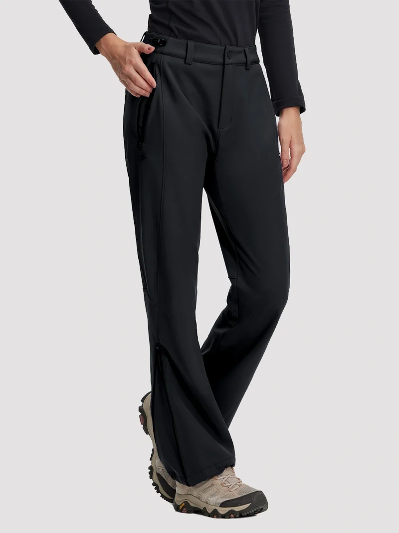 Women's Fleece-Lined High-Waisted Flared Softshell Hiking Pants