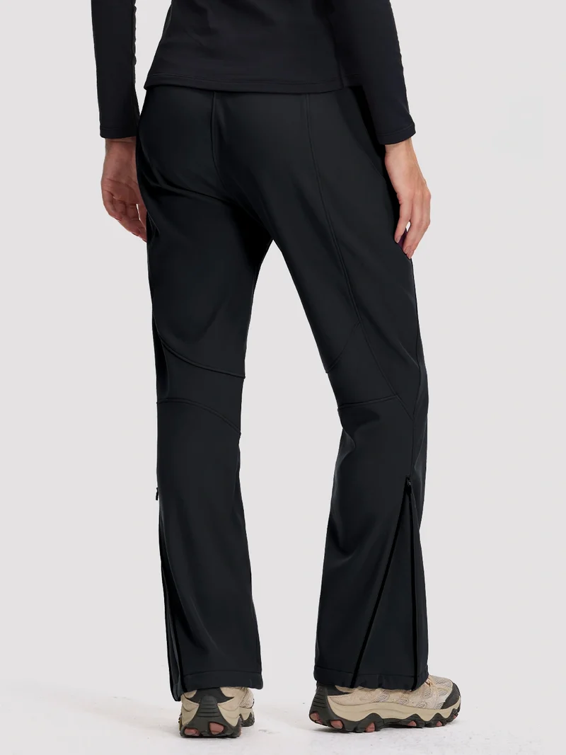 Women's Fleece-Lined High-Waisted Flared Softshell Hiking Pants