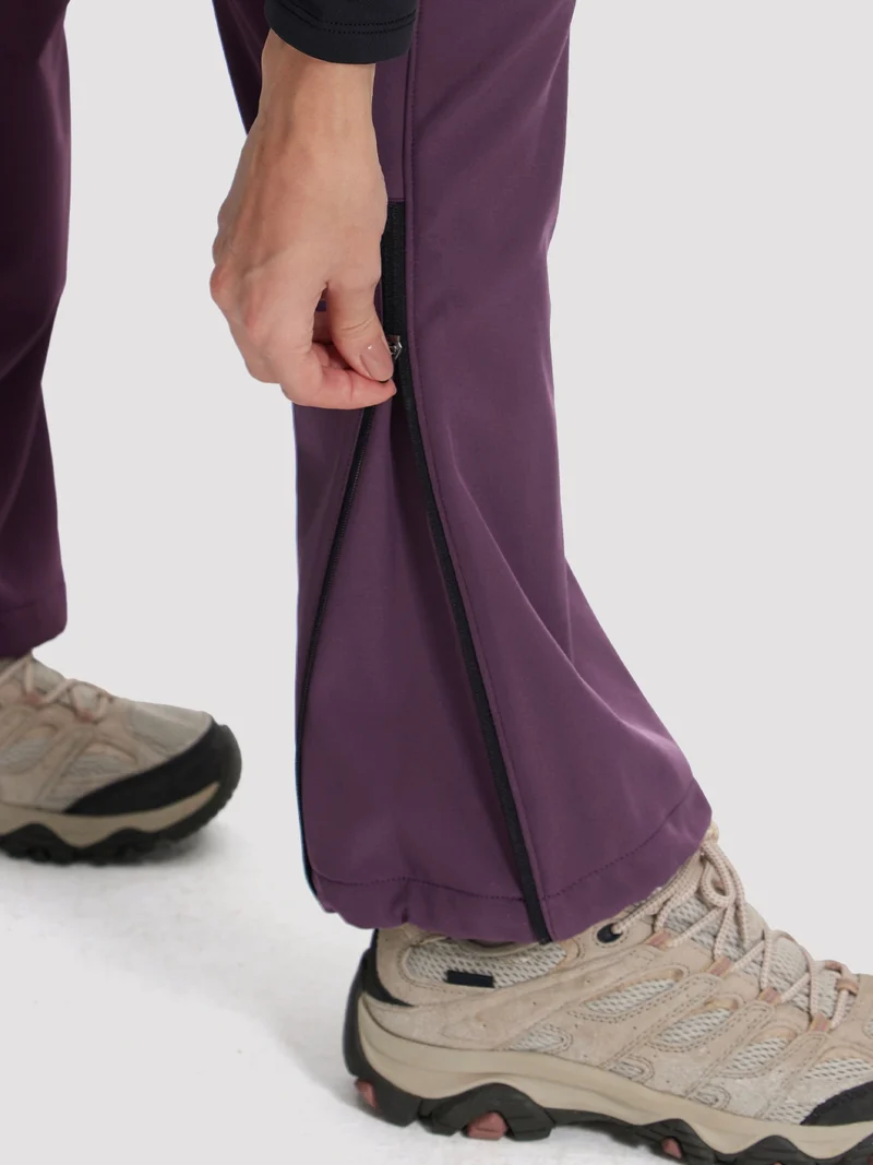 Women's Fleece-Lined High-Waisted Flared Softshell Hiking Pants