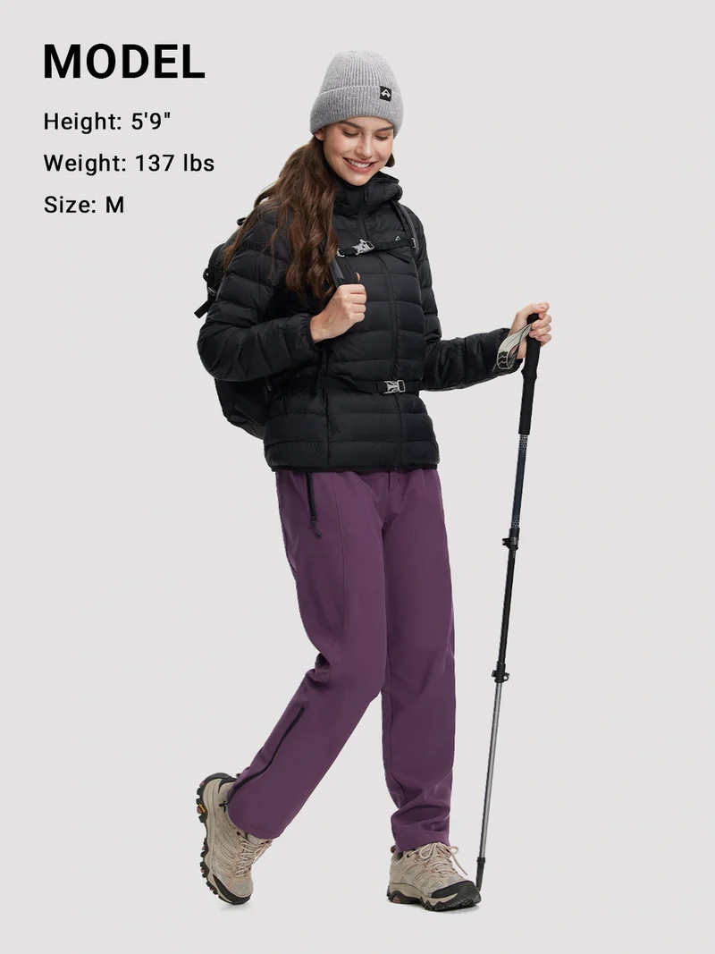 Women's Fleece-Lined High-Waisted Flared Softshell Hiking Pants