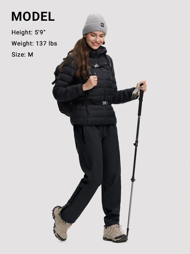 Women's Fleece-Lined High-Waisted Flared Softshell Hiking Pants
