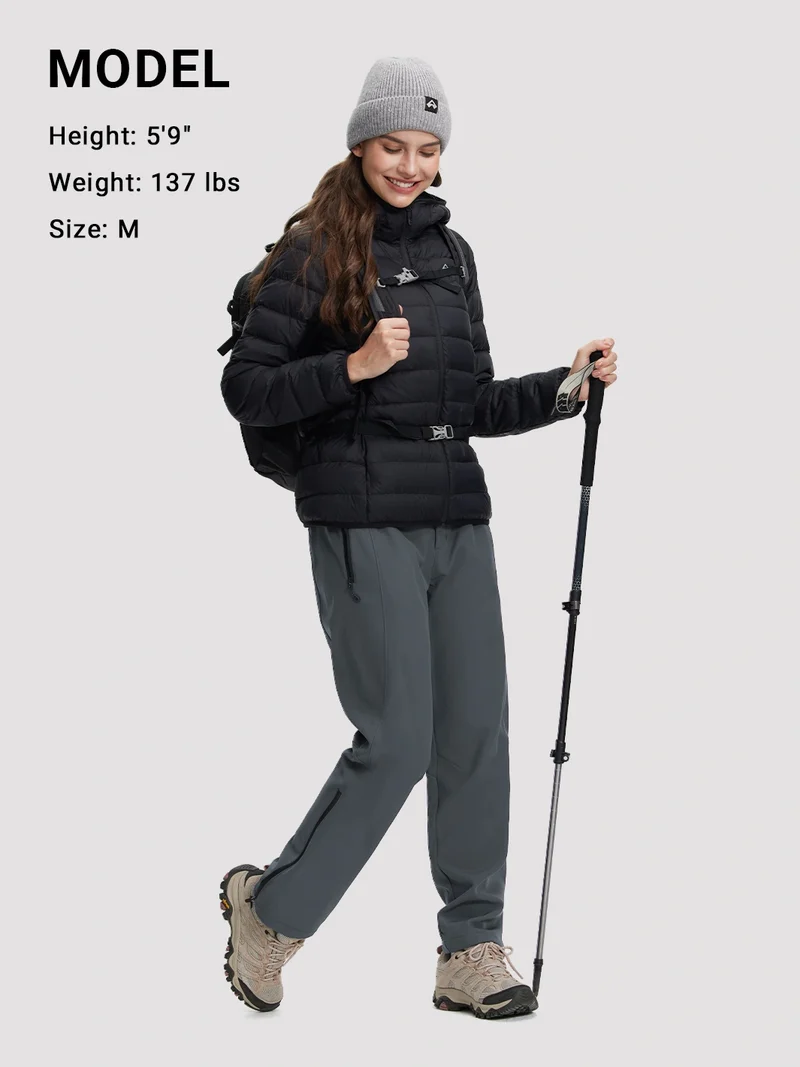 Women's Fleece-Lined High-Waisted Flared Softshell Hiking Pants