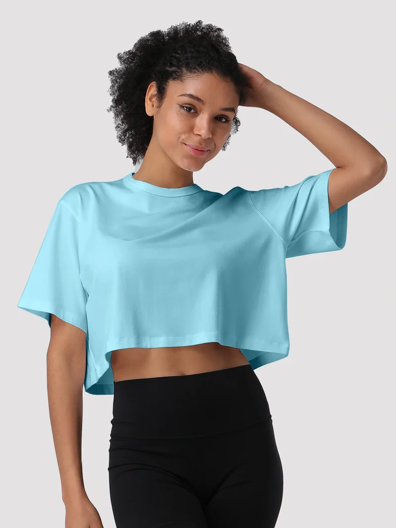 Women's Oversized Short Sleeve Crop Top