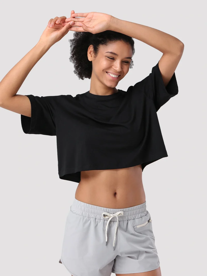 Women's Oversized Short Sleeve Crop Top