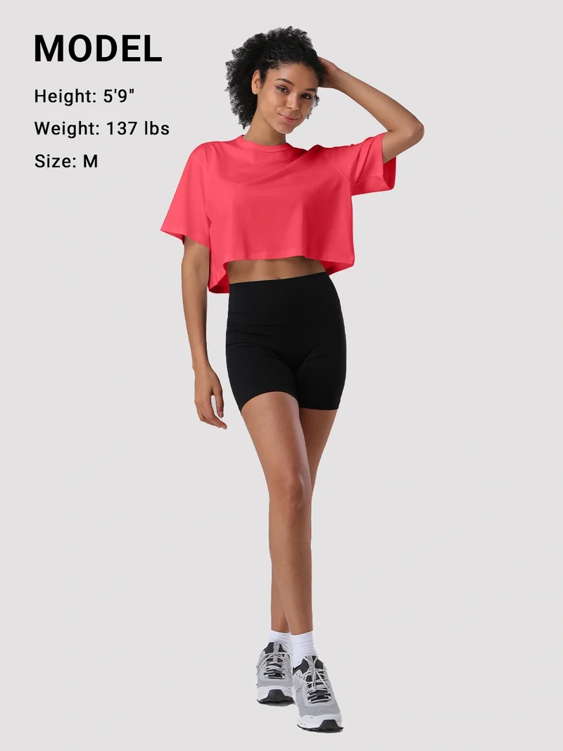Women's Oversized Short Sleeve Crop Top