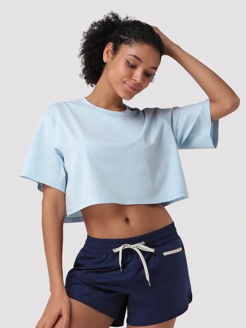Women's Oversized Short Sleeve Crop Top