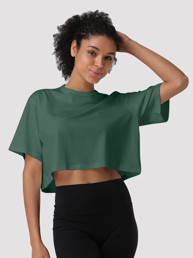 Women's Oversized Short Sleeve Crop Top