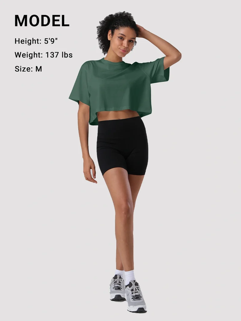Women's Oversized Short Sleeve Crop Top