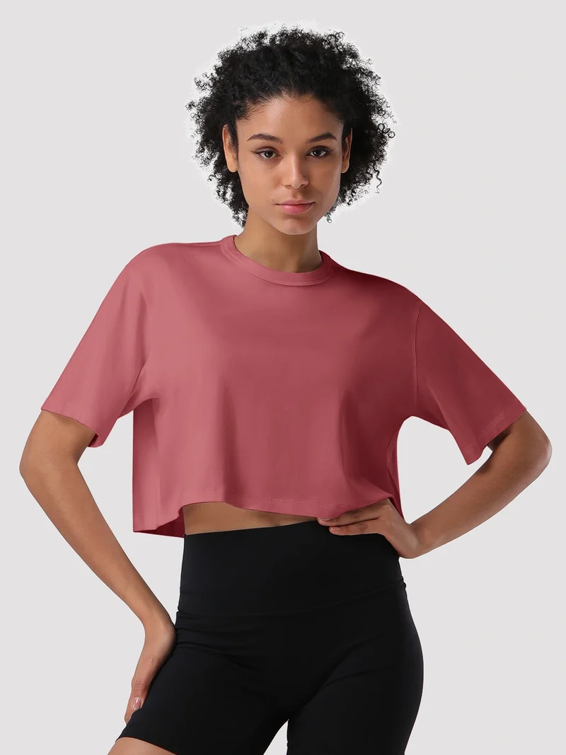 Women's Oversized Short Sleeve Crop Top