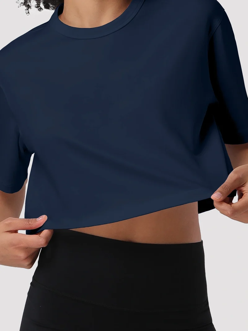 Women's Oversized Short Sleeve Crop Top