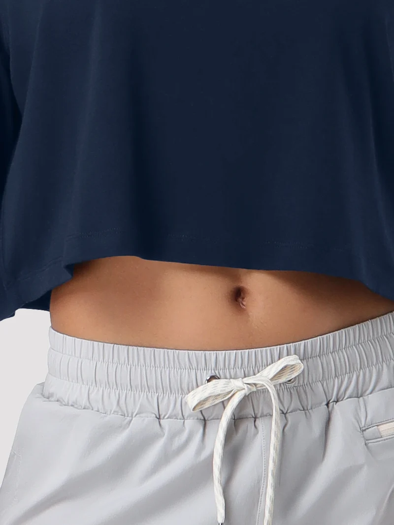 Women's Oversized Short Sleeve Crop Top