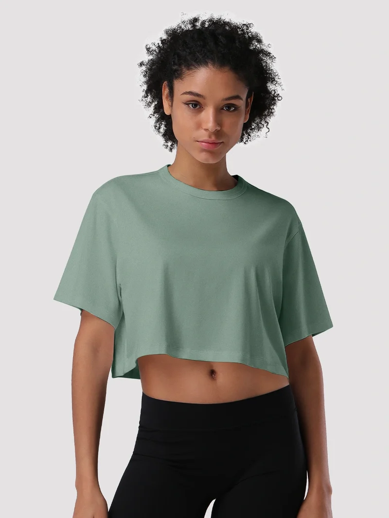 Women's Oversized Short Sleeve Crop Top