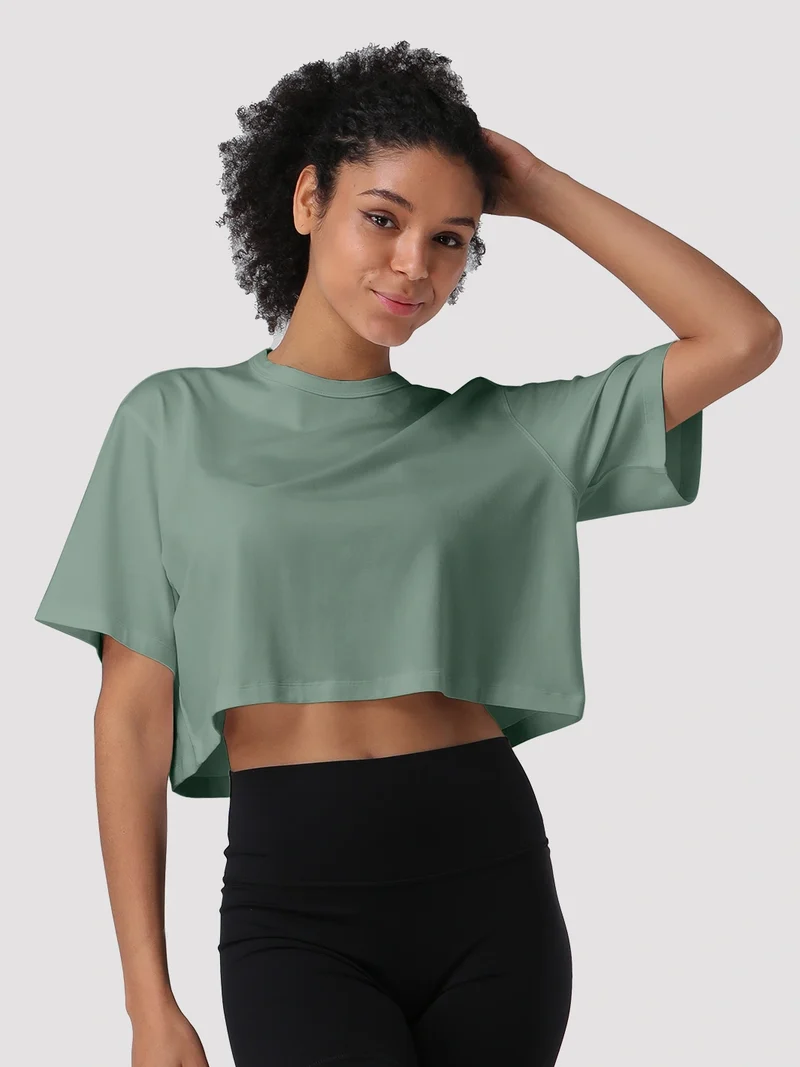 Women's Oversized Short Sleeve Crop Top