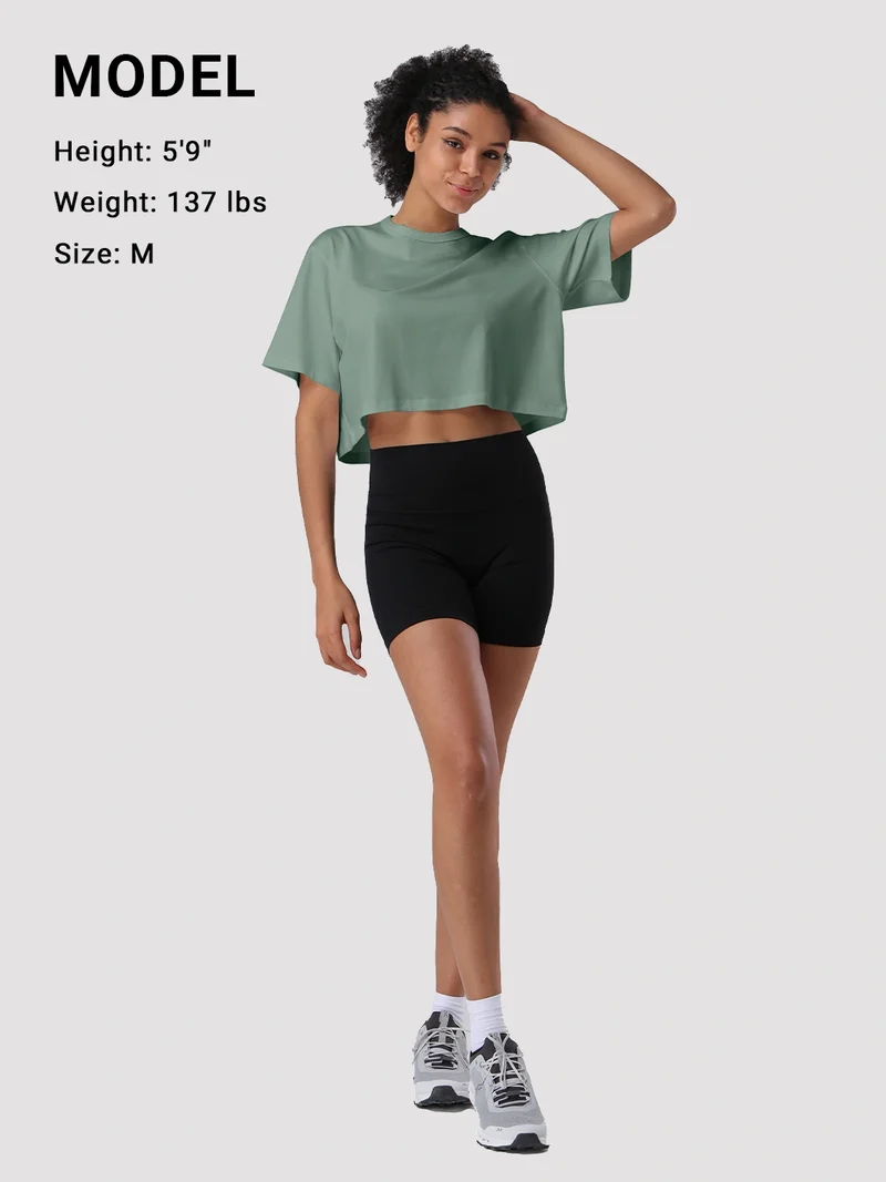 Women's Oversized Short Sleeve Crop Top