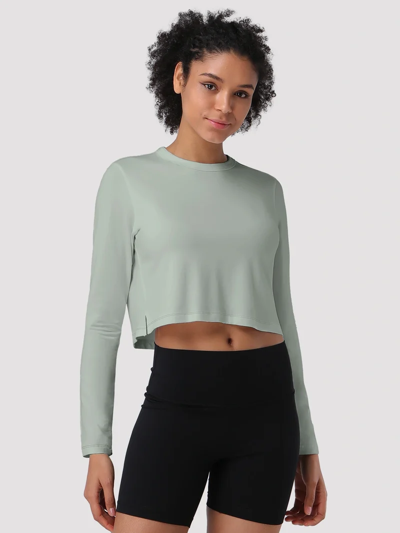 Women's Relaxed Cropped Long Sleeve Top