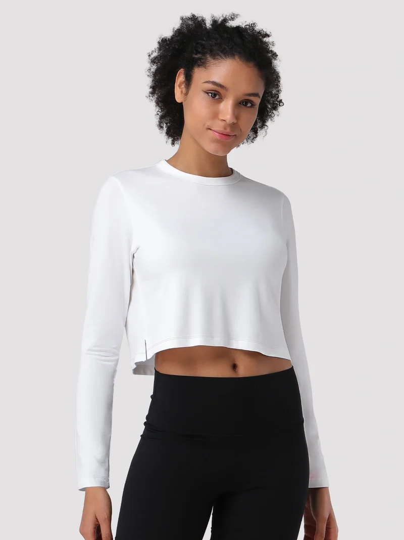 Women's Relaxed Cropped Long Sleeve Top