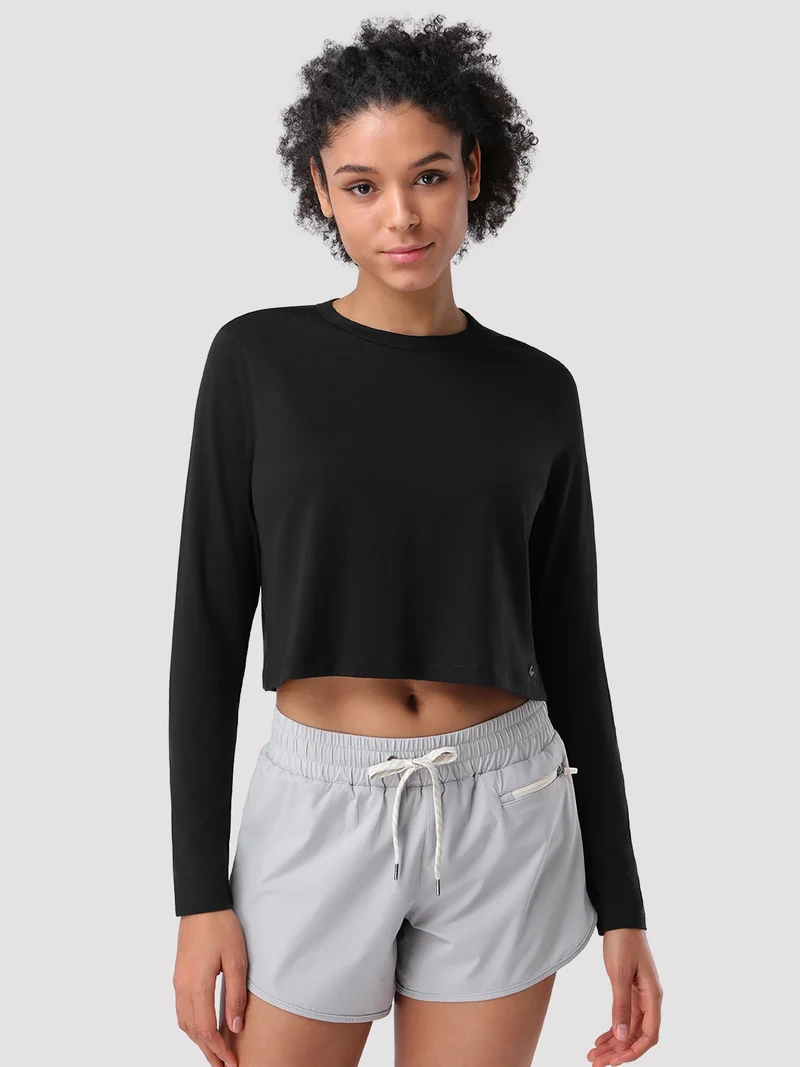 Women's Relaxed Cropped Long Sleeve Top
