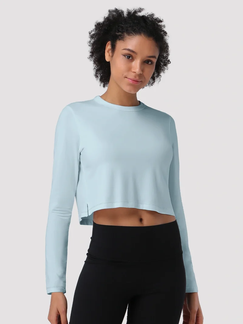 Women's Relaxed Cropped Long Sleeve Top