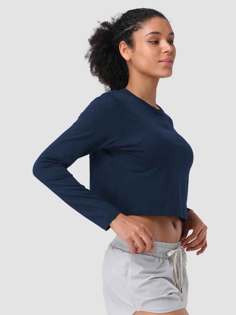 Women's Relaxed Cropped Long Sleeve Top