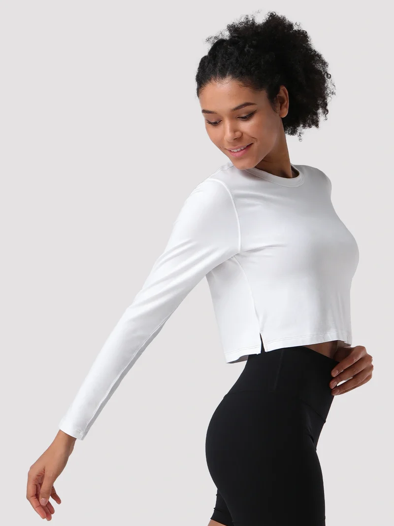 Women's Relaxed Cropped Long Sleeve Top
