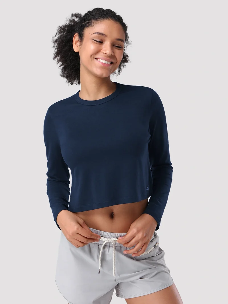 Women's Relaxed Cropped Long Sleeve Top
