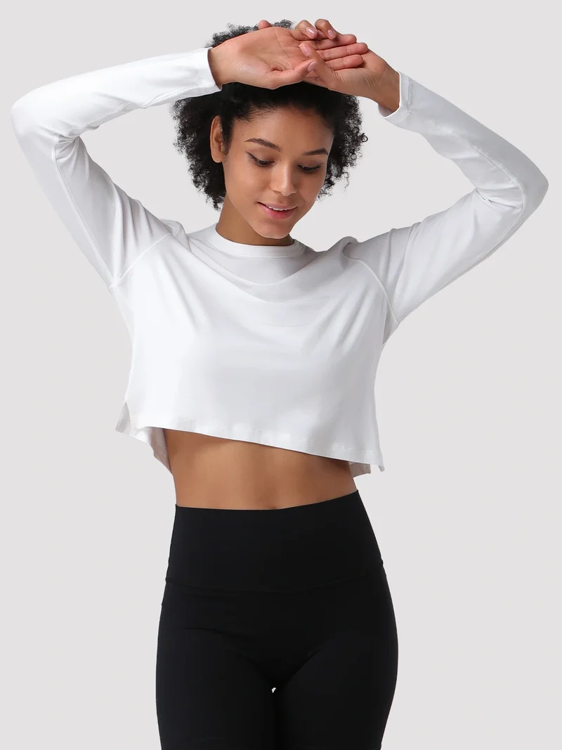 Women's Relaxed Cropped Long Sleeve Top