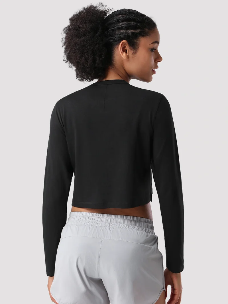 Women's Relaxed Cropped Long Sleeve Top