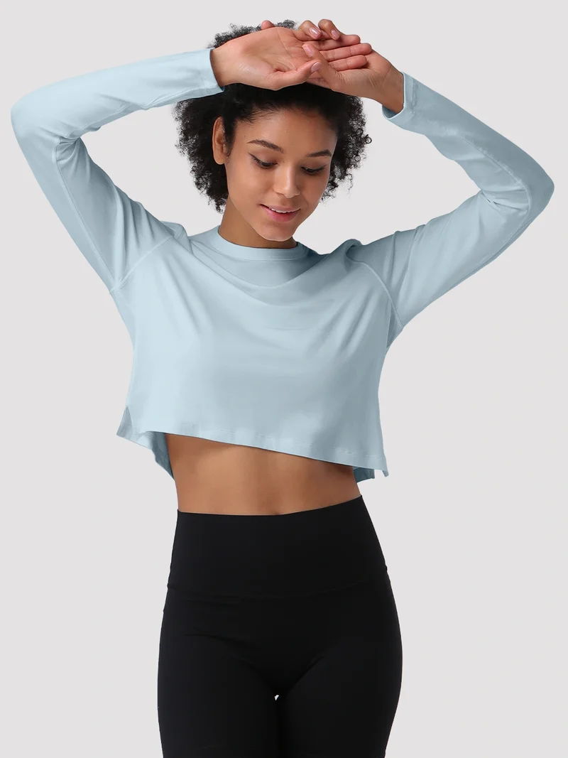 Women's Relaxed Cropped Long Sleeve Top