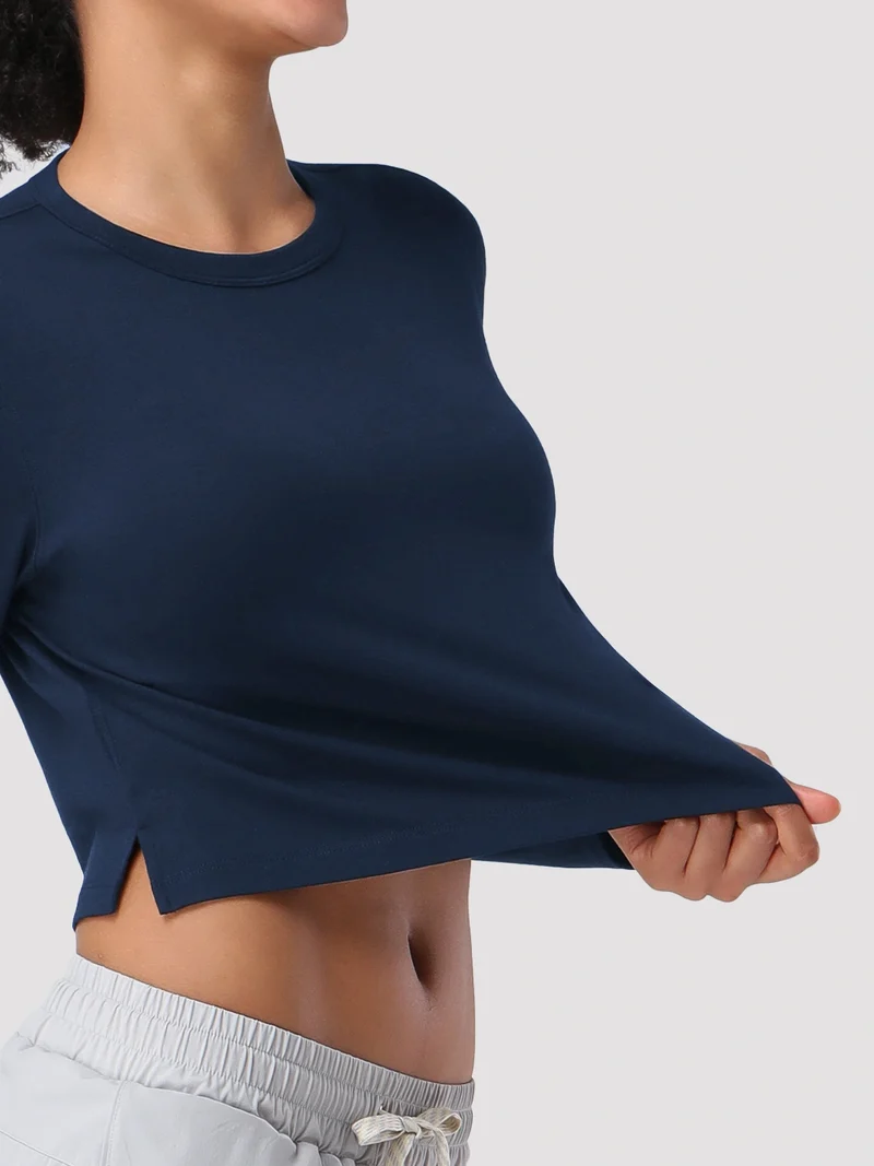 Women's Relaxed Cropped Long Sleeve Top