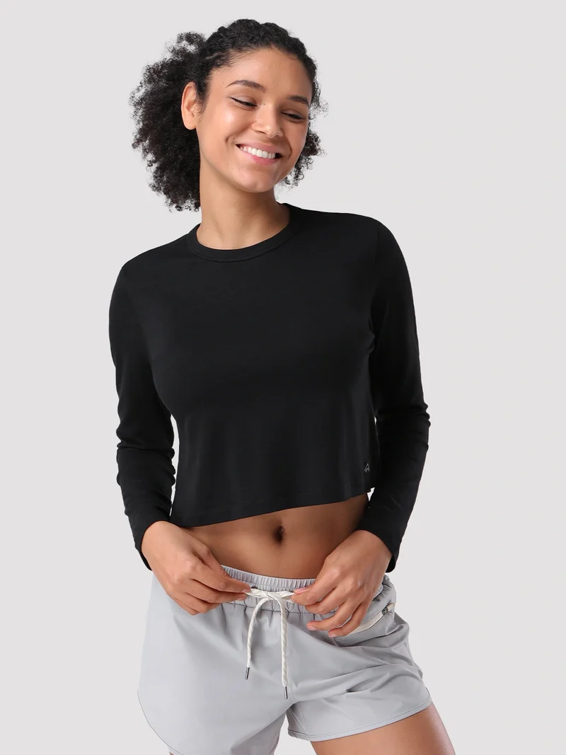 Women's Relaxed Cropped Long Sleeve Top