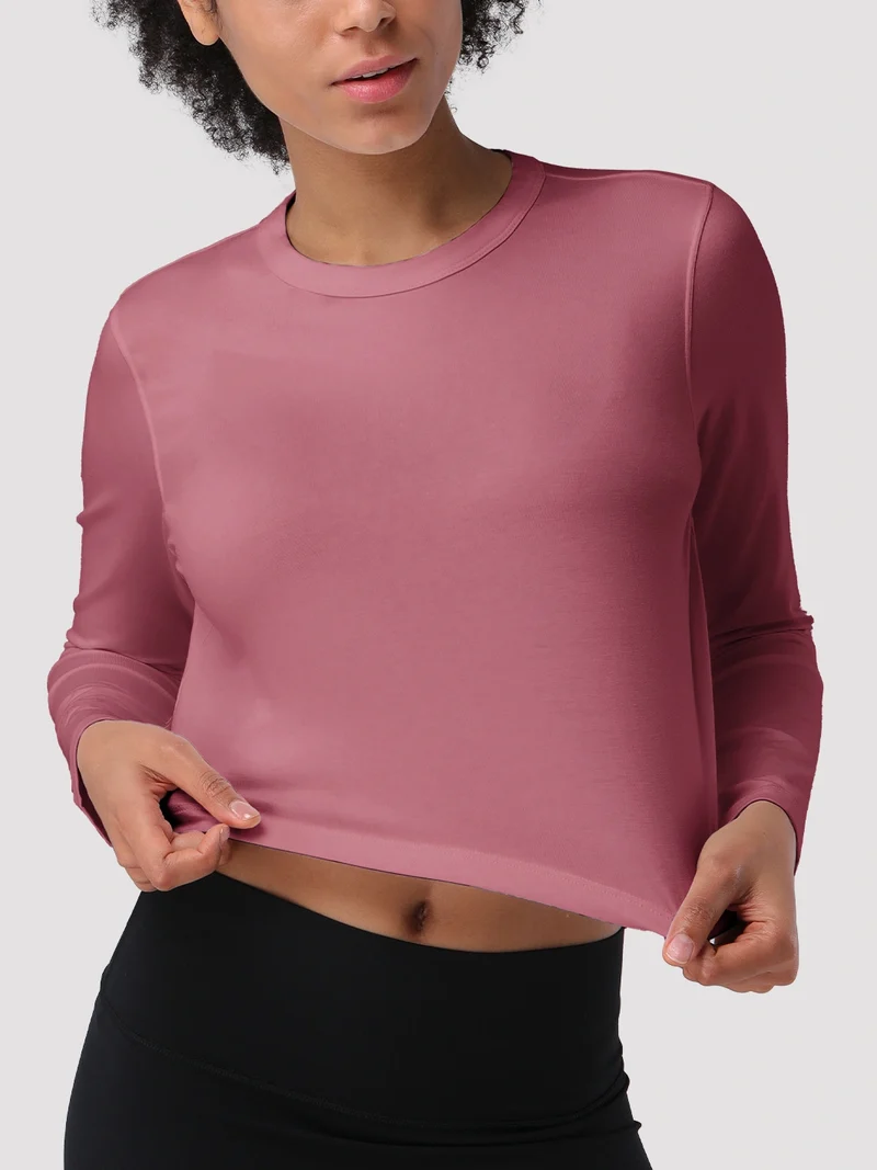 Women's Relaxed Cropped Long Sleeve Top