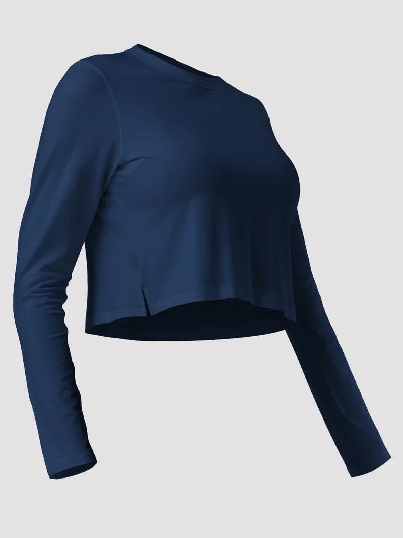 Women's Relaxed Cropped Long Sleeve Top