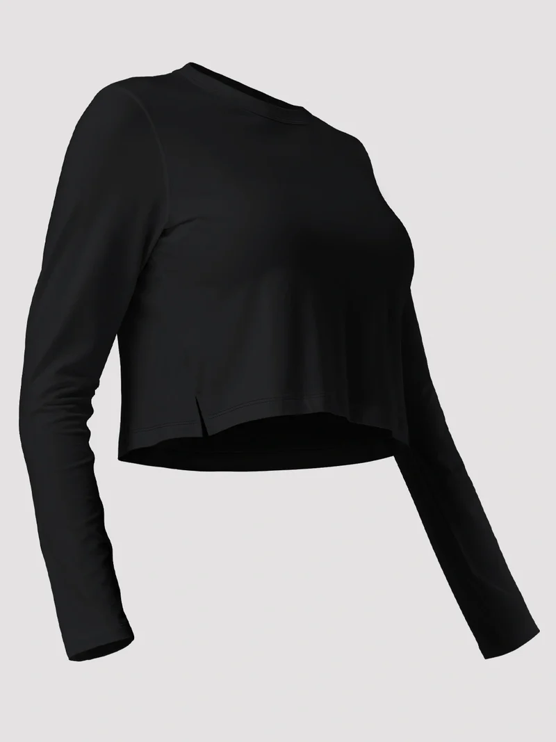 Women's Relaxed Cropped Long Sleeve Top