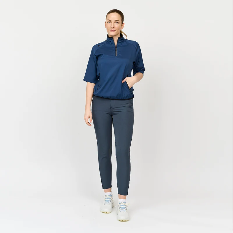 Damen 80 G. Kurzärmliges, faltbares Windshirt, Marineblau