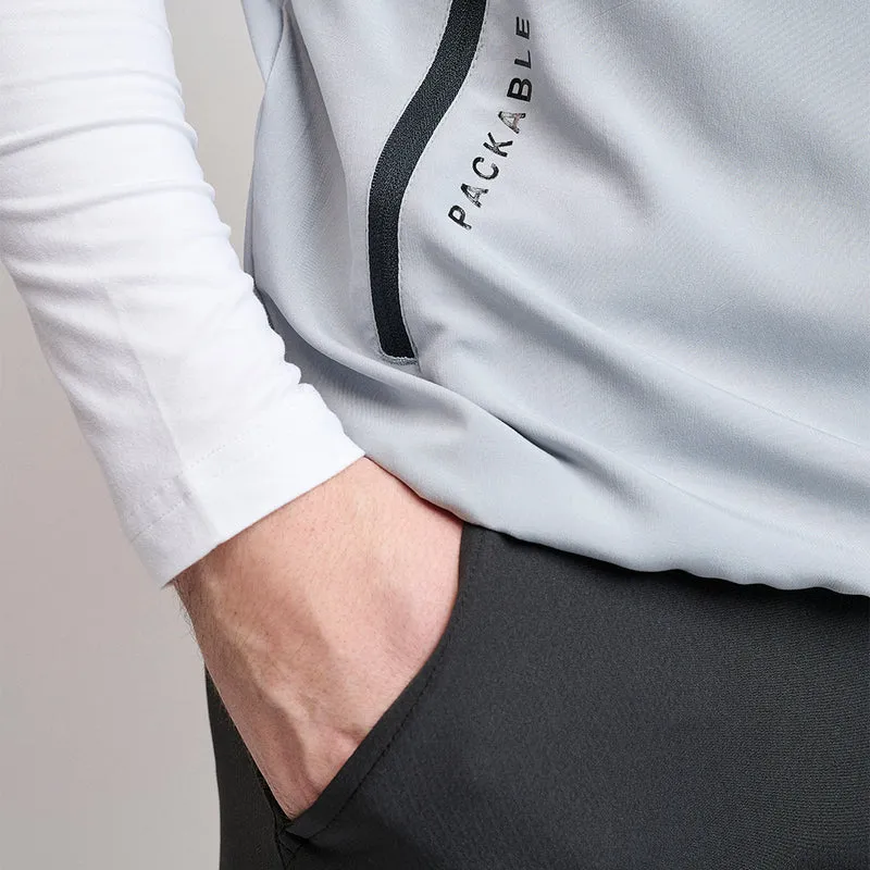 80G kurzärmliges, faltbares Windshirt für Herren, Hellgrau