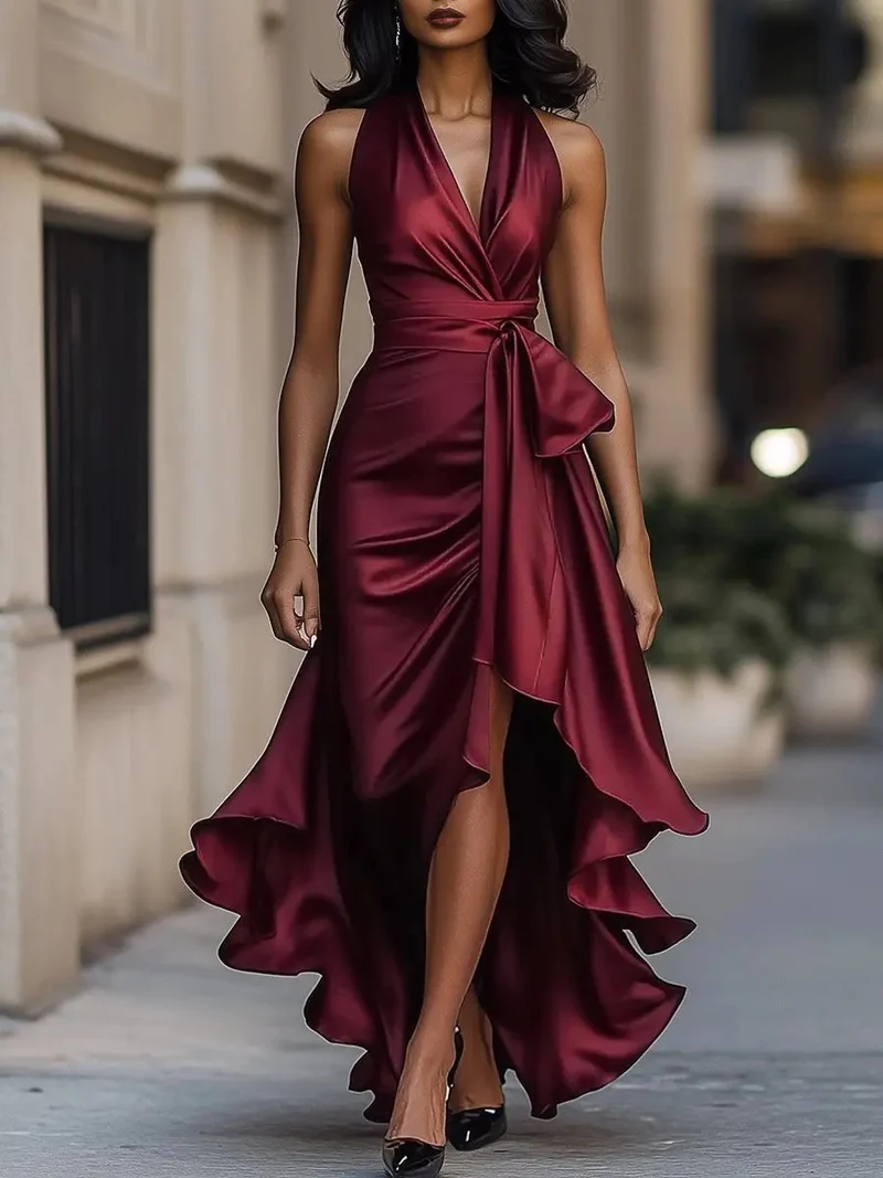 Clara | Elegantes Damen Wickel-Abendkleid für Hochzeitsgäste