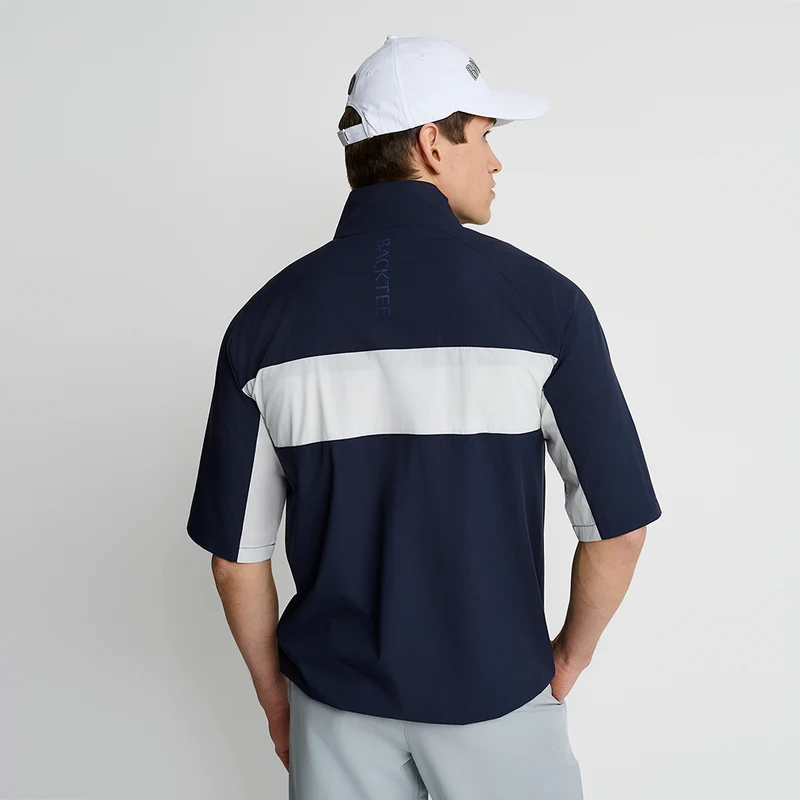 Herren-Windbreaker mit kurzen Ärmeln und Stretch, Marineblau