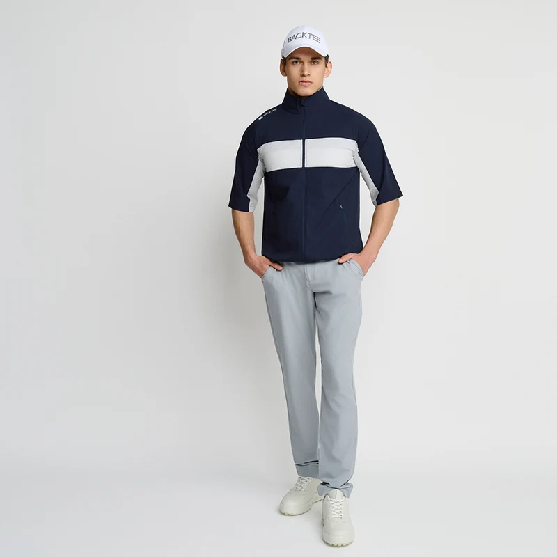 Herren-Windbreaker mit kurzen Ärmeln und Stretch, Marineblau