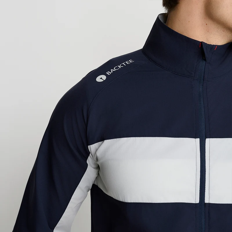 Herren-Windbreaker mit kurzen Ärmeln und Stretch, Marineblau