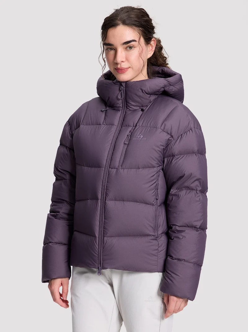 Women's Loose-Fit Cropped Color-Block Down Jacket