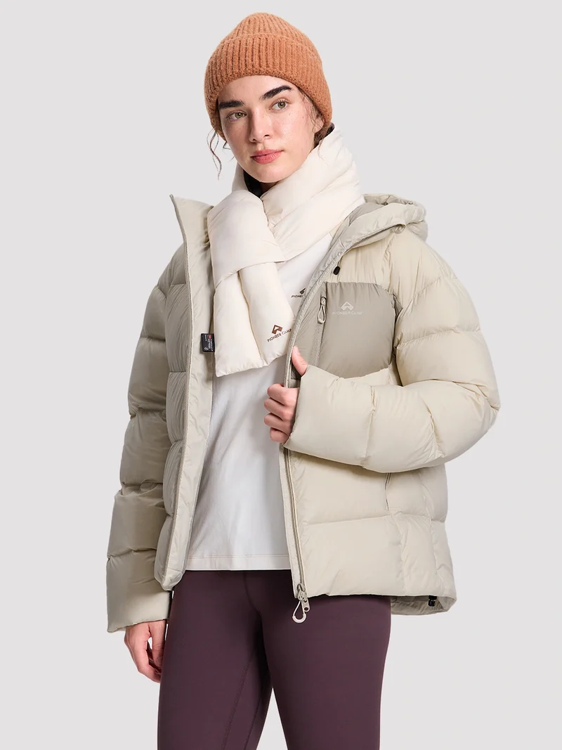 Women's Loose-Fit Cropped Color-Block Down Jacket