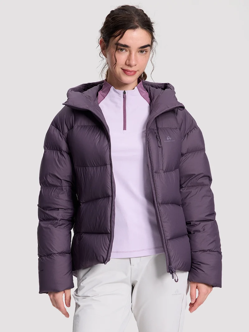Women's Loose-Fit Cropped Color-Block Down Jacket
