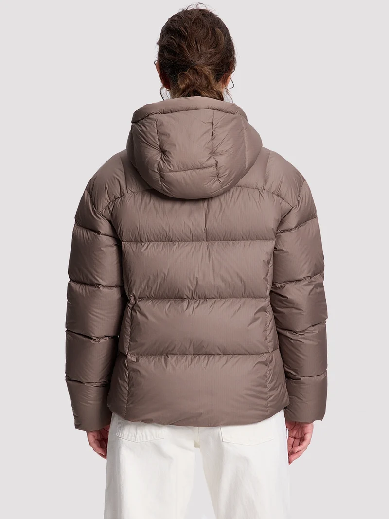 Women's Loose-Fit Cropped Color-Block Down Jacket