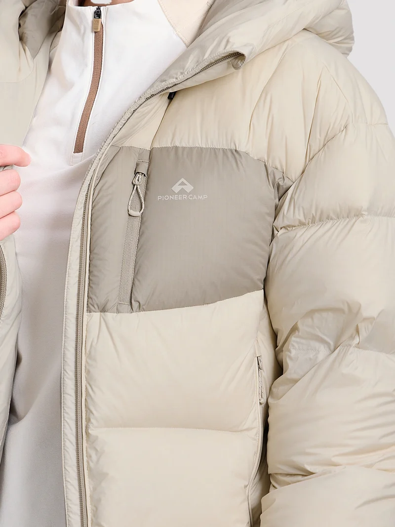 Women's Loose-Fit Cropped Color-Block Down Jacket