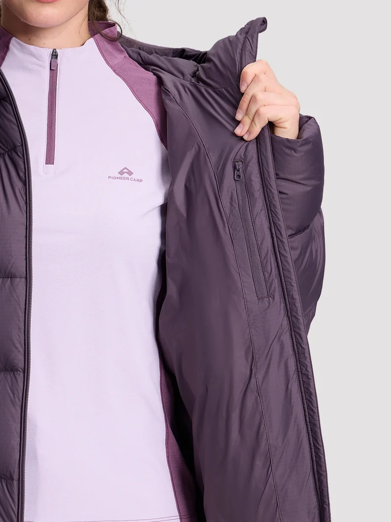 Women's Loose-Fit Cropped Color-Block Down Jacket