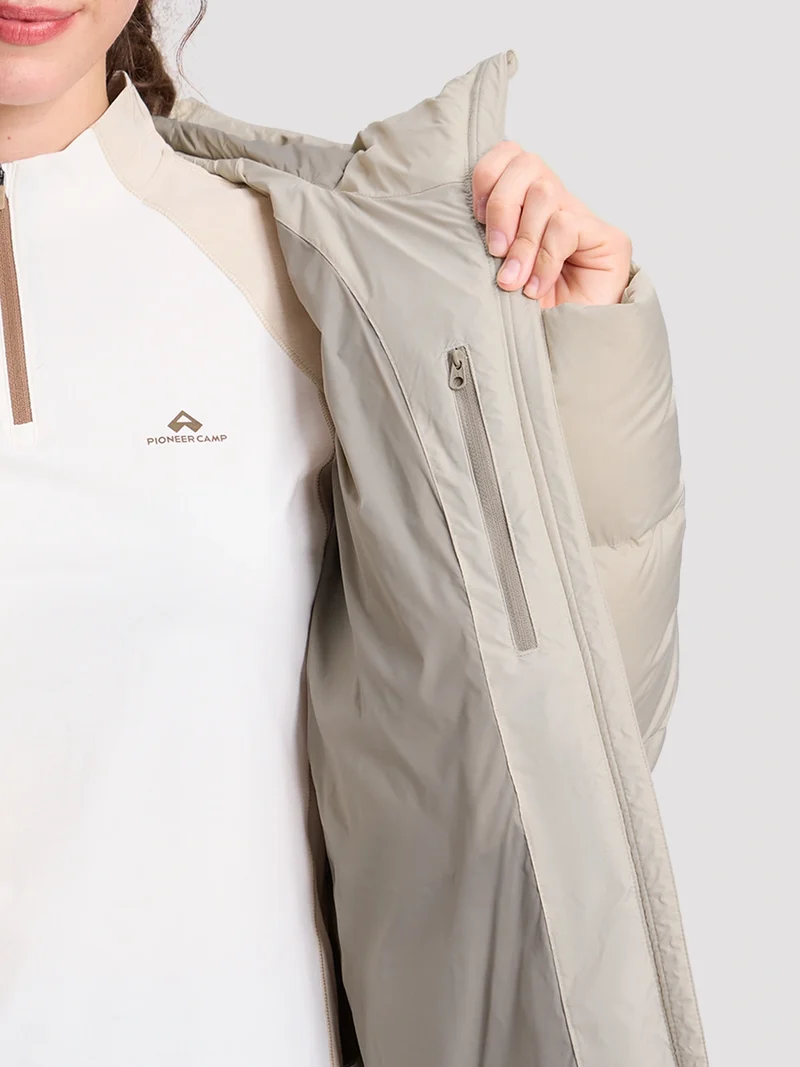 Women's Loose-Fit Cropped Color-Block Down Jacket